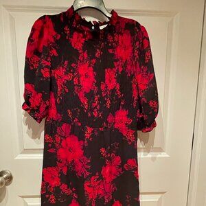 London Times Red & Black Floral Midi Dress